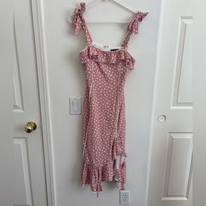 Majorelle Pink Polkadot Ruffle Hem Dress Size Small